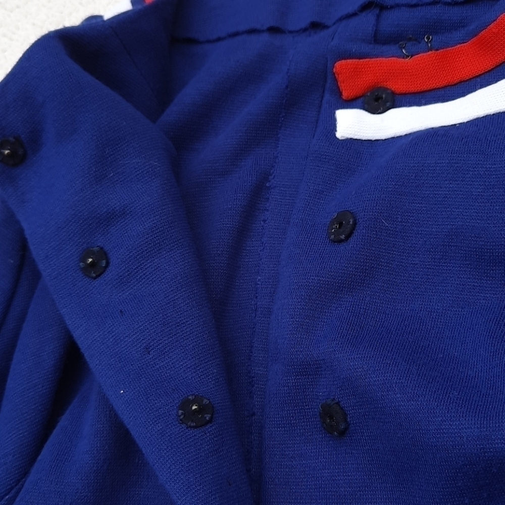 Vintage Handmade Navy Blue Red Stripe Mod Long Sleeve Dress Small - Picture 13 of 13